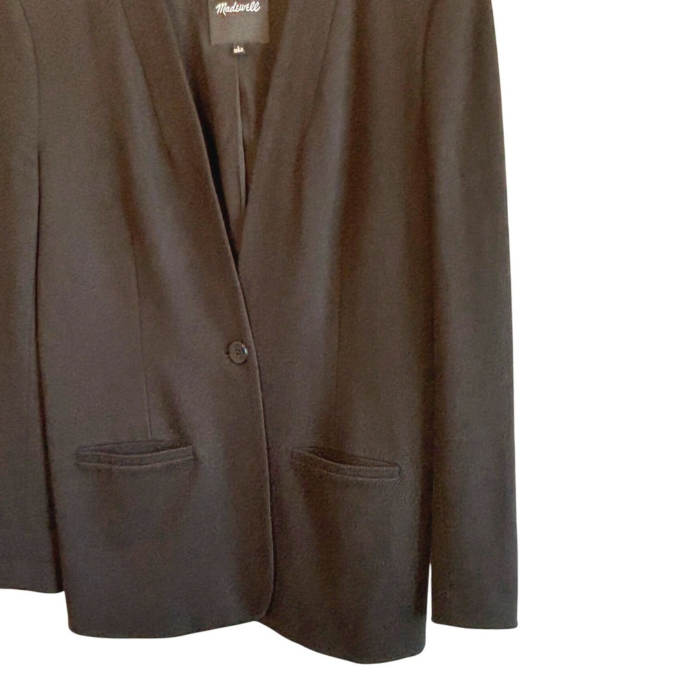 Madewell Blazer Black Women Size 8 Collarless Single Button Twill Workwear - Picture 4 of 11